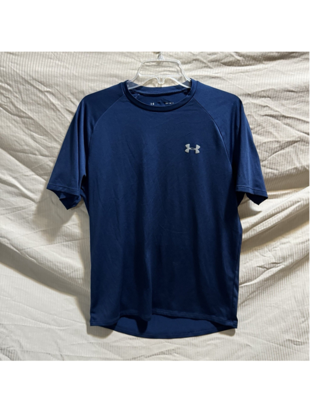Under Armour Shirt Mens Medium Navy Blue Tech Tee Athletic Lightweight Polyester